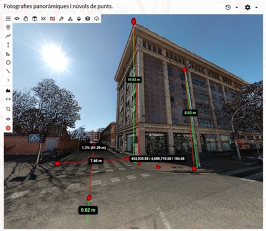 3D visualization combining panoramic photography and lidar point cloud