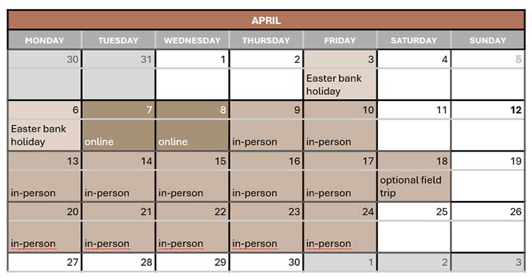 Programme format and calendar
