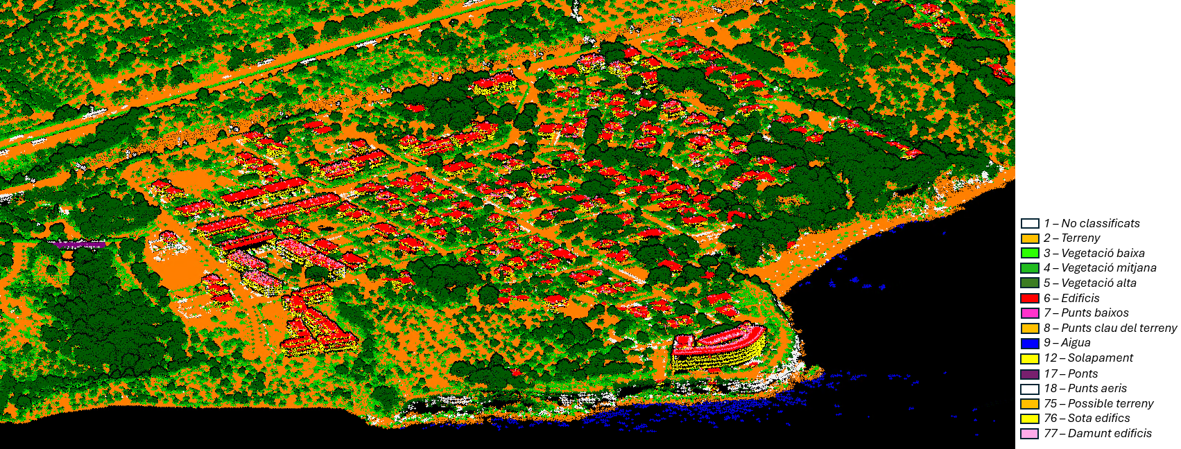 Exemple de classificació del núvol de punts LiDAR