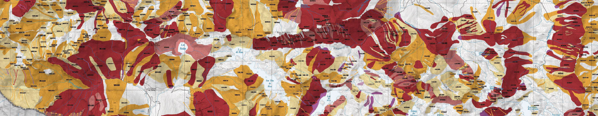 Mapa de zonas de aludes de Cataluña 1:25.000