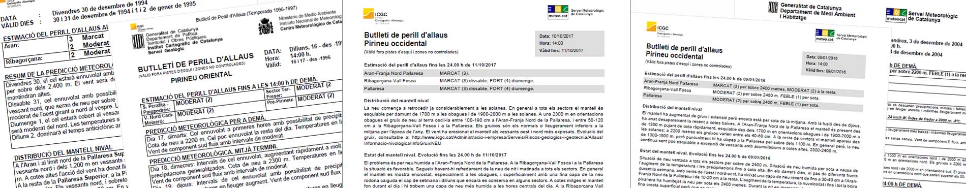 Butlletins de Perill d'Allaus - BPA Històrics 1986-2018