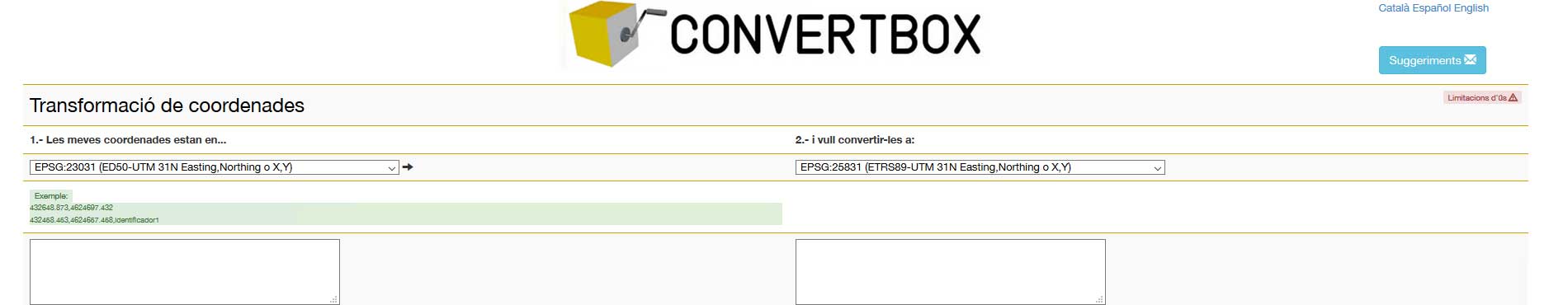 Cambia coordenadas y formatos