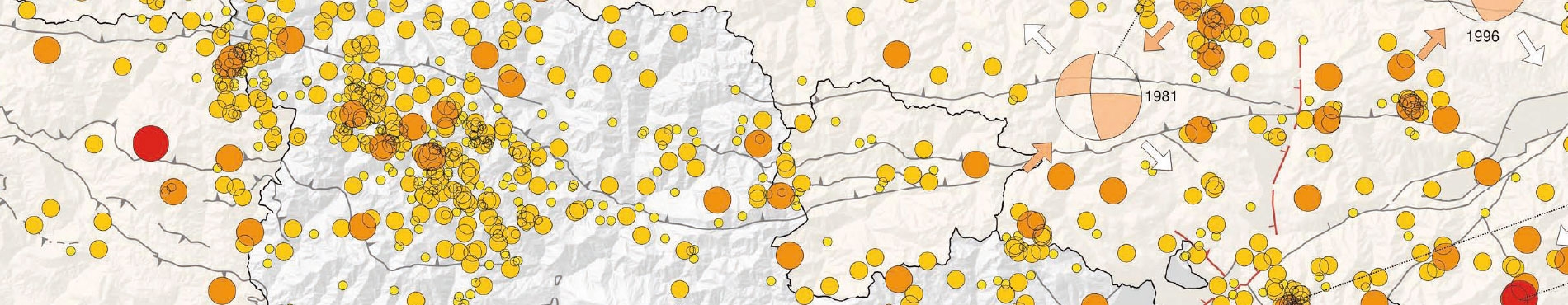 Mapa de sismicidad de Cataluña 1977-1997 1:400.000