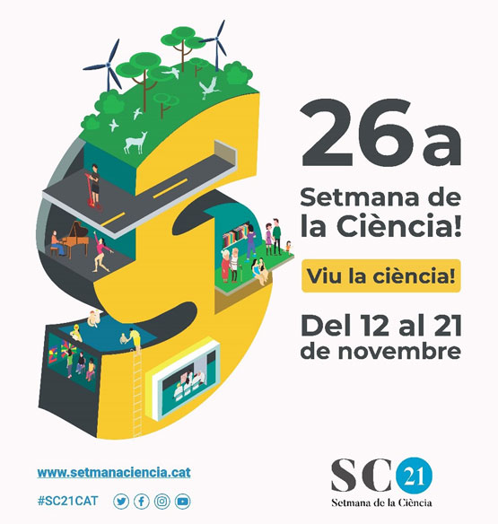 Pòster amb colors on sobresurt el 26 de la Setmana de la Ciència
