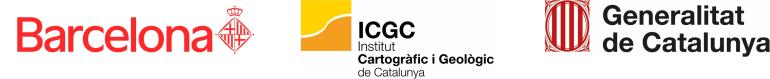 Logos de les entitats participants en l'esdeveniment: Ajuntament de Barcelona i Institut Cartogràfic i Geològic de Catalunya, de la Generalitat de Catallunya
