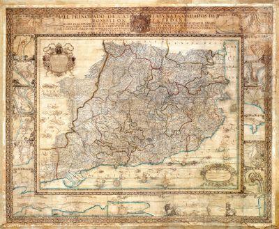 Mapa "El Principado de Cattaluña y Condados de Rossellon y Cerdaña. Ambrosio Borsano (1687)"