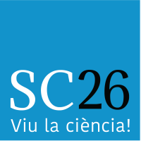 Logo de la 31a Setmana de la Ciència (SC26), amb el lema "Viu la ciència!"