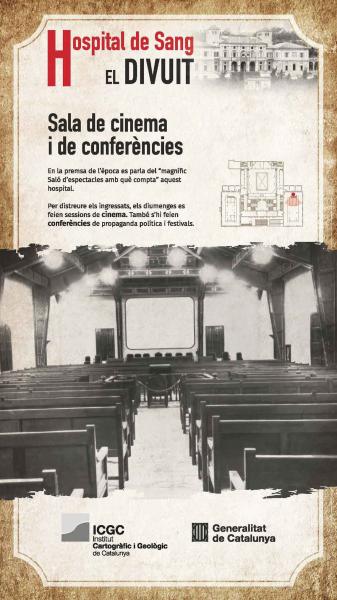 Plafó de l’exposició dedicat a la sala de cinema i de conferències (feu clic per veure'l més gran)