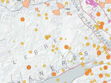 Mapa de sismicitat a Catalunya 1977-1997 1:400.000