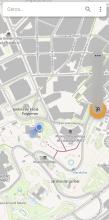 Captura de pantalla que muestra el estilo estándar, con la funcionalidad de localización del usuario en el mapa activada Captura de pantalla que muestra el estilo estándar, con la funcionalidad de localización del usuario en el mapa activada