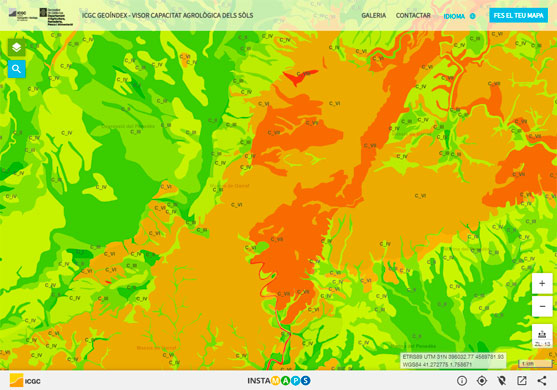 Accedeix al Visor Geoíndex Capacitat agrològica dels sòls